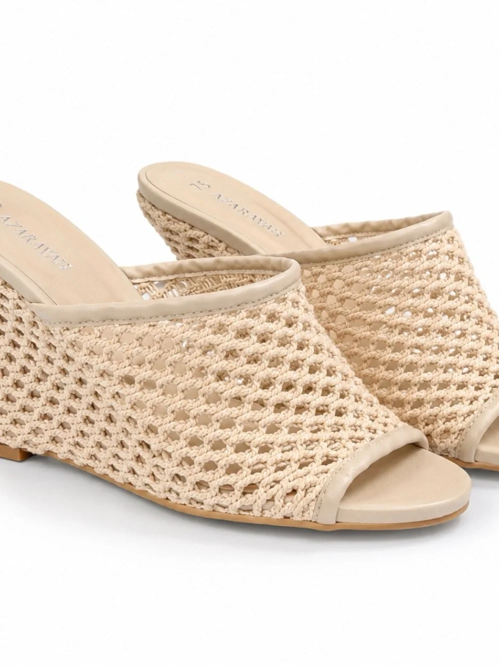 Zara Cream Woven Mule Slides